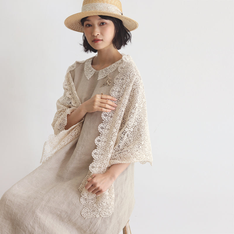[Scheduled to arrive in mid-March 2024] 60 Belgian linen lacy color dress [Now accepting reservations]