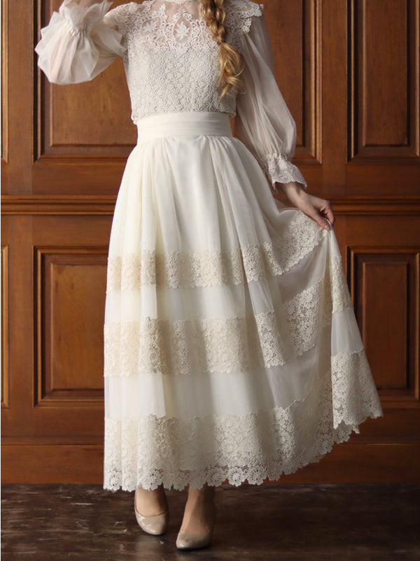 〔Classical Dress Line "Ivory" Collection 2024〕美しいレースとチュールを贅沢に90丈スカート