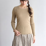 〔No.9340〕コットンカシミヤテレコイタリアンレースクルーネックインナー【2026年9月中旬入荷予定】