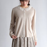 〔No.9350〕ウール天竺lacyカラーブラウス【2026年9月中旬入荷予定】