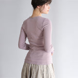 〔No.9340〕コットンカシミヤテレコイタリアンレースクルーネックインナー【2026年9月中旬入荷予定】