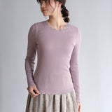 〔No.9340〕コットンカシミヤテレコイタリアンレースクルーネックインナー【2026年9月中旬入荷予定】