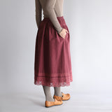 〔No.9365〕コットンワッシャーlacyスカート【2026年8月下旬入荷予定】