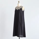 Linen-Cotton Lacy Sleeveless Dress