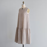 〔No.9214〕Gaun Tanpa Lengan Bordir Pom-pom Linen Katun [Perkiraan Tersedia Akhir Mei 2026]