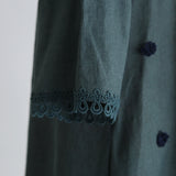 Linen Cotton Pompom Embroidered Dress