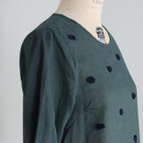 Linen Cotton Pompom Embroidered Dress