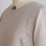 Linen Cotton Pompom Embroidered Dress