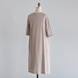 Linen Cotton Pompom Embroidered Dress