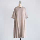 Linen Cotton Pompom Embroidered Dress