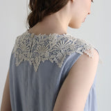Linen-Cotton Lacy Sleeveless Dress