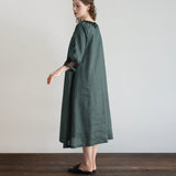 Linen-Cotton Lacy Dress