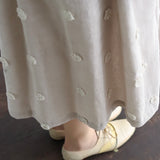 [No.9216] Rok Bordir Pompom Katun Linen [Perkiraan tiba akhir Mei 2026]