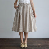 [No.9216] Rok Bordir Pompom Katun Linen [Perkiraan tiba akhir Mei 2026]