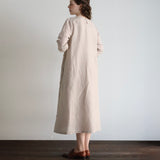 Linen Cotton Pompom Embroidered Dress