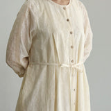 しろのはボーダー刺繍ワンピース