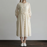 しろのはボーダー刺繍ワンピース