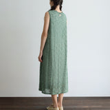 ストレッチペイズリーラッセルノースリーブワンピース