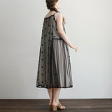 Sheer Tulle Pom-pom Embroidered Cami Dress
