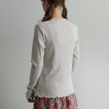 organicコットンテレコlacyクルーネック