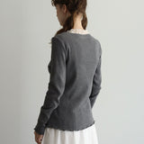 organicコットンテレコlacyクルーネック