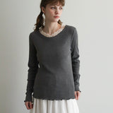 organicコットンテレコlacyクルーネック