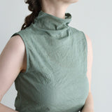 コットンワッシャーチュールノースリボトルネック