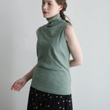 コットンワッシャーチュールノースリボトルネック