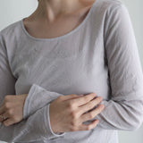 コットンワッシャーチュールクルーネック9分袖