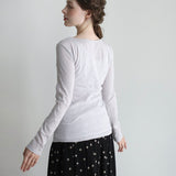 コットンワッシャーチュールクルーネック9分袖