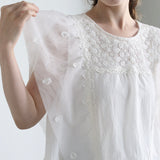 [No. 9261] Blus Lengan Terompet Katun Washed Natural [Perkiraan Tersedia Akhir Mei 2026]