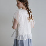 [No. 9261] Blus Lengan Terompet Katun Washed Natural [Perkiraan Tersedia Akhir Mei 2026]