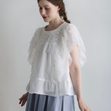 [No. 9261] Blus Lengan Terompet Katun Washed Natural [Perkiraan Tersedia Akhir Mei 2026]
