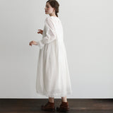 [No.9259] Gaun Kerah Frill Katun Washed Natural [Perkiraan Tersedia Akhir Mei 2026]