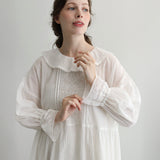 [No.9259] Gaun Kerah Frill Katun Washed Natural [Perkiraan Tersedia Akhir Mei 2026]