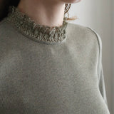 organicコットンテレコlacyカラー四分袖インナー