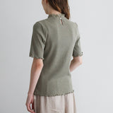 organicコットンテレコlacyカラー四分袖インナー