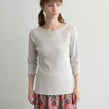 organicコットンテレコlacy七分袖インナー