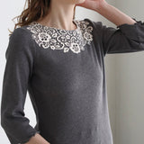 organicコットンテレコlacy七分袖インナー