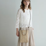 しろのはボーダー刺繍プティバッグ