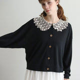 [No.9256] Kardigan Berenda Kerah Linen Belgia C [Diperkirakan tiba akhir Mei 2026]