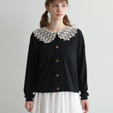 [No.9256] Kardigan Berenda Kerah Linen Belgia C [Diperkirakan tiba akhir Mei 2026]