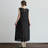 ストレッチペイズリーラッセルノースリーブワンピース