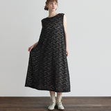 ストレッチペイズリーラッセルノースリーブワンピース