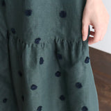 〔No.9214〕Gaun Tanpa Lengan Bordir Pom-pom Linen Katun [Perkiraan Tersedia Akhir Mei 2026]