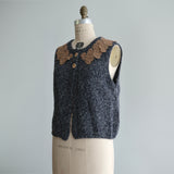 ベビーアルパカknit  lacyカラーベスト