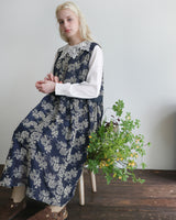 〔No.9416〕綿シルク花影刺繍ノースリーブワンピース【2027年4月中旬入荷予定】