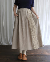 〔No.9422〕フレンチリネンlacyスカート【2027年3月下旬入荷予定】