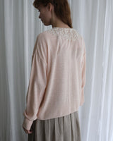 〔No.9439〕silkメランジknitレースカラーカーディガン【2027年4月下旬入荷予定】