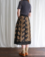 〔No.9418〕綿シルク花影刺繍スカート【2027年5月中旬入荷予定】